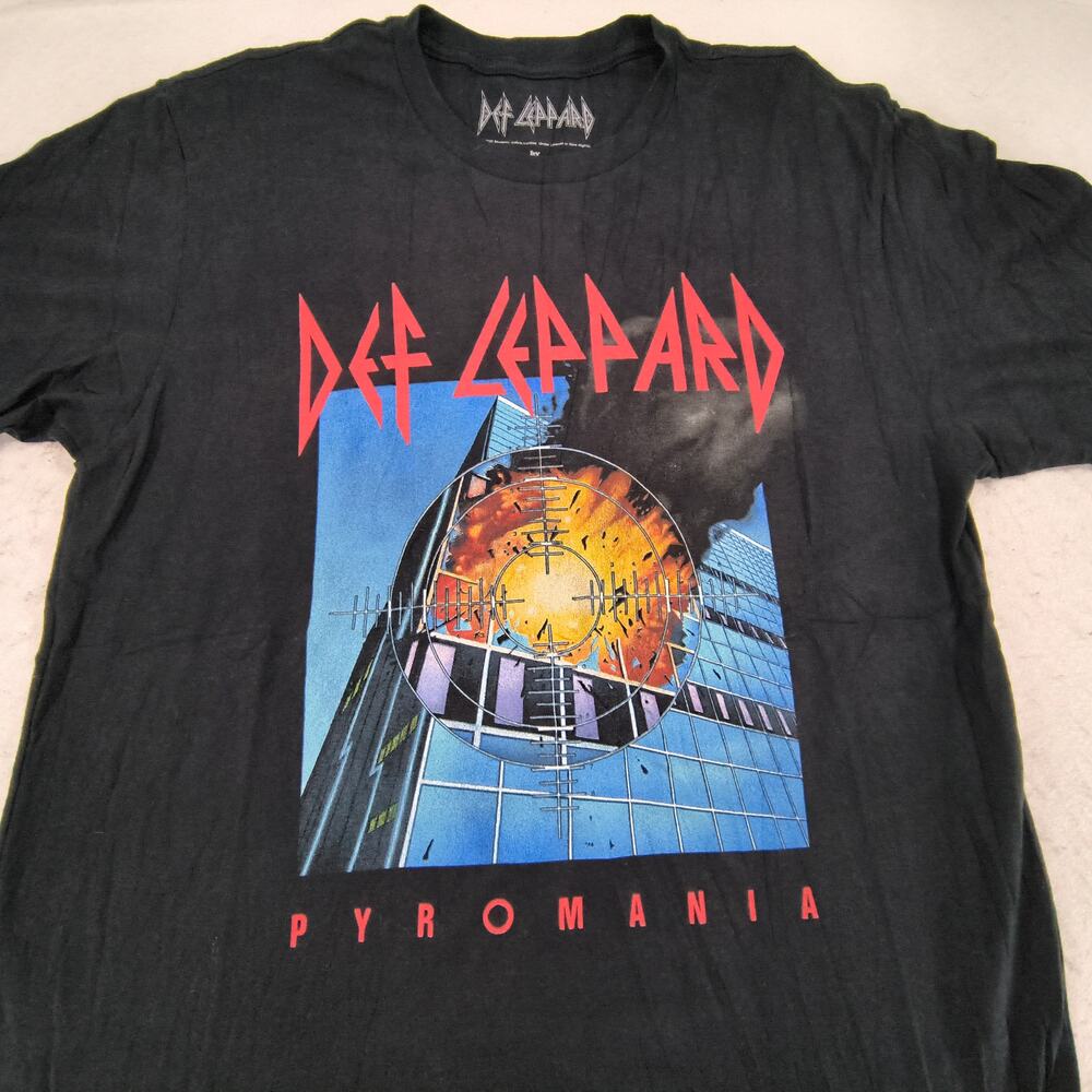 Def Leppard Band Graphic Crew Neck T Shirt Adult Mens Size Medium M Black